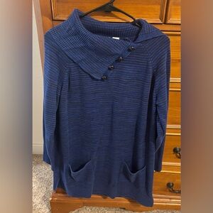 Eight Eight Eight Navy Striped Cowl Neck Sweater Dress